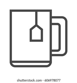 Cup of Tea Thin Line Vector Icon. Flat icon isolated on the white background. Editable EPS file. Vector illustration.