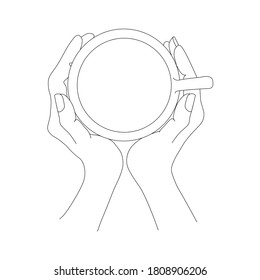 Tee-Cup in zwei Händen Draufsicht, handgezeichnet Skizze monochrome Kunstdesign-Elemente Stock-Vektorgrafik für Web, für Druck