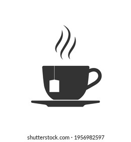 Cup tea with vapour graphic icon. Cup of hot tea sign isolated on white background. Vector illustration
