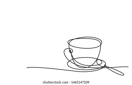 Cup сoffee, Tea. Vector. Continuous Line Drawing