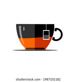 cup of tea vector with flat shape design