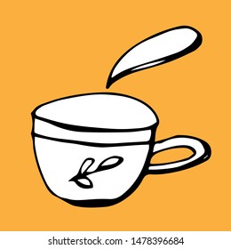 Cup of tea. Vector hand drawn isolated objects. Icons in sketch style