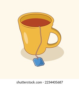 Cup of Tea Vector Icon Illustration. Drink Vector. Flat Cartoon Style Suitable for Web Landing Page, Banner, Flyer, Sticker, Wallpaper, Background