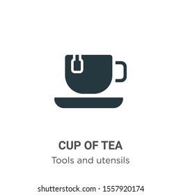 Cup of tea vector icon on white background. Flat vector cup of tea icon symbol sign from modern tools and utensils collection for mobile concept and web apps design.