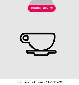 Cup of Tea Vector Icon, Cup with saucer symbol. Simple,modern flat vector illustration for mobile app, website or desktop app  