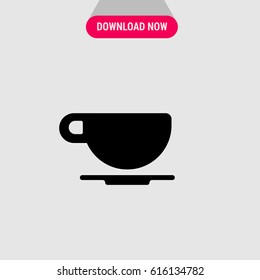 Cup of Tea Vector Icon, The symbol of tea cup with saucer. Simple, modern flat vector illustration for mobile app, website or desktop app   