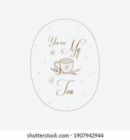 Cup of Tea Vector, Illustration, Floral, Logo