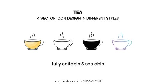 Cup der Tee-Vektorgrafik-Symbole in unterschiedlichen Stilen
