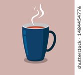 Cup of tea vector illustration. Porcelain mug with hot tea picture. Cofee cup
