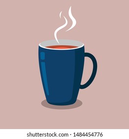 Cup of tea vector illustration. Porcelain mug with hot tea picture. Cofee cup