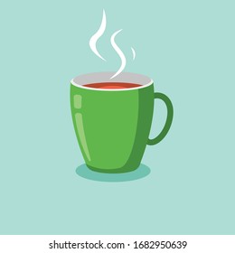 Cup Of Tea Vector Illustration. Porcelain Mug With Hot Tea Picture. Cofee Cup