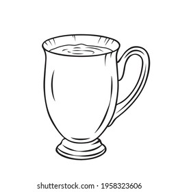 A cup of tea. Vector illustration. A sketch drawn by a line isolated on a white background. - Shutterstock ID 1958323606