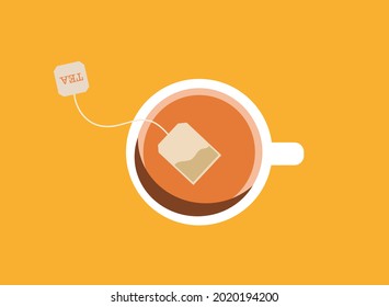 Copa de Ilustración del Vector de Tea. Vista superior de la plantilla de iconos de la copa de té.