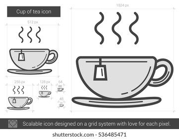 Cup of tea vector line icon isolated on white background. Cup of tea line icon for infographic, website or app. Scalable icon designed on a grid system.