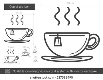 Cup of tea vector line icon isolated on white background. Cup of tea line icon for infographic, website or app. Scalable icon designed on a grid system.