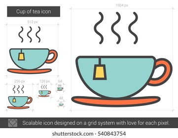 Cup of tea vector line icon isolated on white background. Cup of tea line icon for infographic, website or app. Scalable icon designed on a grid system.