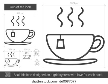 Cup of tea vector line icon isolated on white background. Cup of tea line icon for infographic, website or app. Scalable icon designed on a grid system.