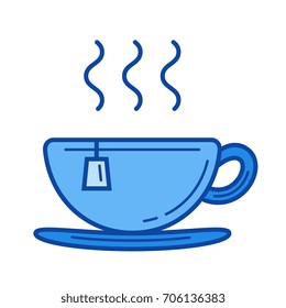 Cup of tea vector line icon isolated on white background. Cup of tea line icon for infographic, website or app. Blue icon designed on a grid system.