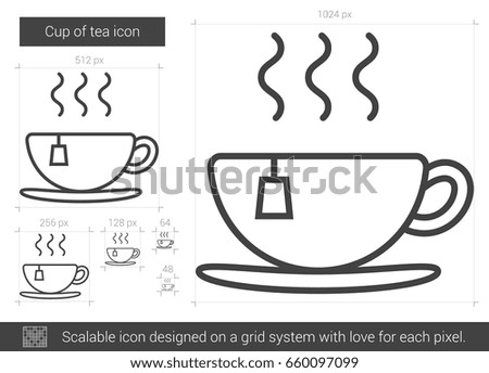 Cup of tea vector line icon isolated on white background. Cup of tea line icon for infographic, website or app. Scalable icon designed on a grid system.