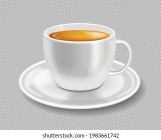 Taza de vector de té realista aislado en blanco