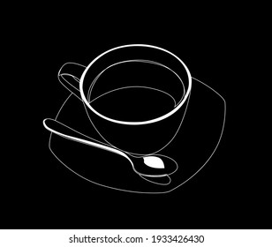 taza de té blanca sobre fondo negro