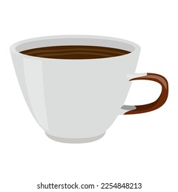 Cup of tea White in realistic style. Porcelain mug with hot cofee. Colorful vector illustration isolated on white background.