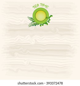 Cup of tea and wooden texture background