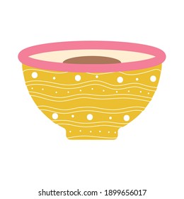 taza de té con un color amarillo y puntos de diseño de ilustración vectorial