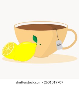 cup of tea with yellow lemons