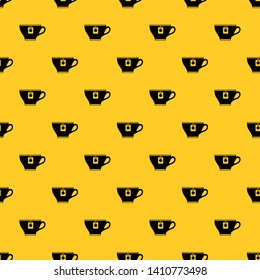 Cup with teabag pattern seamless vector repeat geometric yellow for any design