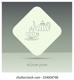 cup, teapot, kettle, tea kettle vector icon.