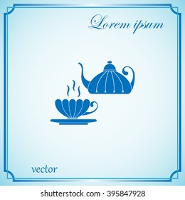 cup, teapot, kettle, tea kettle vector icon.