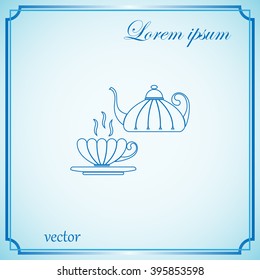 cup, teapot, kettle, tea kettle vector icon.