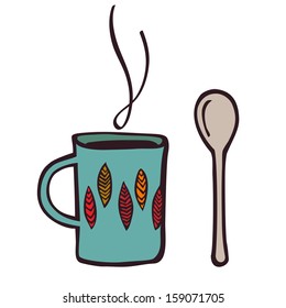 cup and teaspoon. retro style