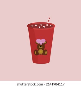 A cup with teddy bear, vector illustration, eps 10