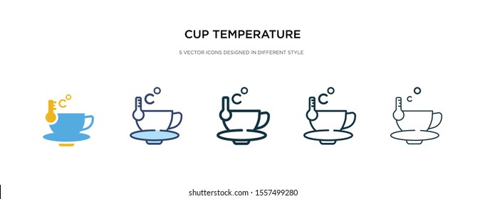 cup temperature icon in different style vector illustration. two colored and black cup temperature vector icons designed in filled, outline, line and stroke style can be used for web, mobile, ui