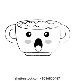 cup with terrified face kawaii character