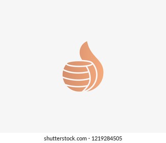 Cup thumbs up logo. Food drink like vector logotype. Coffee tea hand symbol.