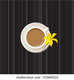cup top and lily on a black background