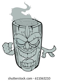 Cup with totem face and hands 