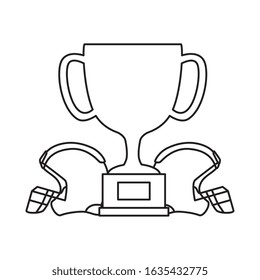 cup trophy and american football helmets isolated icon vector illustration design