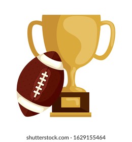 cup trophy with ball american football isolated icon vector illustration design