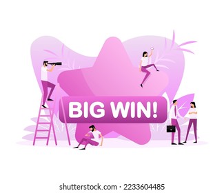 Cup trophy with big win sign. Financial concept. Casino jackpot. Team concept