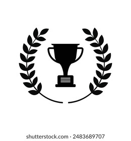 cup trophy champion with laurel icon isolated with background