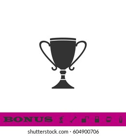 Cup trophy icon flat. Black pictogram on white background. Vector illustration symbol and bonus button