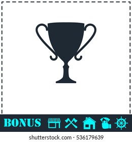 Cup trophy icon flat. Simple vector symbol and bonus icon