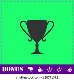 Cup trophy icon flat. Simple vector symbol and bonus icon