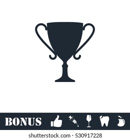 Cup trophy icon flat. Vector illustration symbol and bonus pictogram