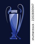 cup trophy league logo symbol famous blue background best award win victory top match final prize event first number one modern game celebration success award goal ceremony design glass icon vector