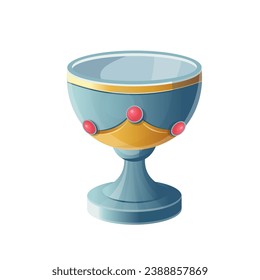 Cup trophy with precious stones.Grail. Vector cartoon illustration.